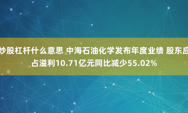 炒股杠杆什么意思 中海石油化学发布年度业绩 股东应占溢利10.71亿元同比减少55.02%