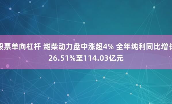 股票单向杠杆 潍柴动力盘中涨超4% 全年纯利同比增长26.51%至114.03亿元