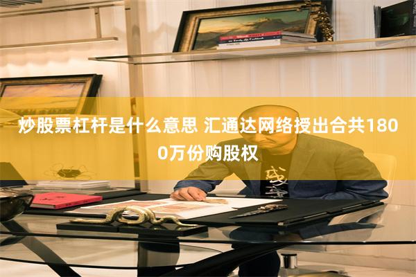 炒股票杠杆是什么意思 汇通达网络授出合共1800万份购股权