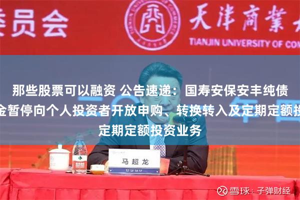 那些股票可以融资 公告速递：国寿安保安丰纯债债券基金暂停向个人投资者开放申购、转换转入及定期定额投资业务