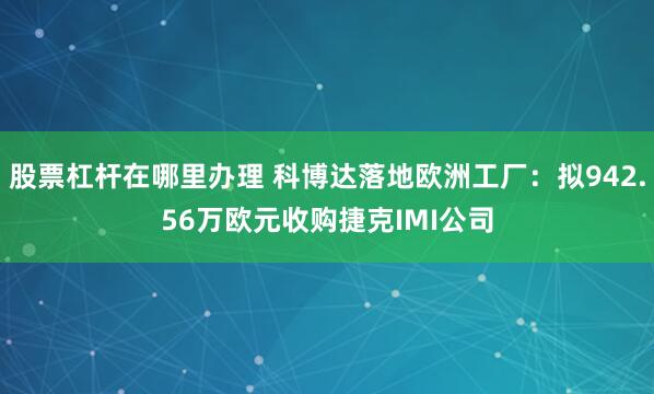股票杠杆在哪里办理 科博达落地欧洲工厂：拟942.56万欧元收购捷克IMI公司